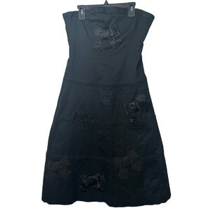 Anthropologie Odille Dress Black Strapless. Size 8 Lined Bows Cocktail A26
